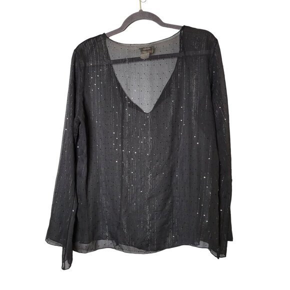 Vintage Y2K Women's 1X Sheer Whimsygoth Witchy Fairy Grunge Sheer Flowy Blouse B - Picture 2 of 6